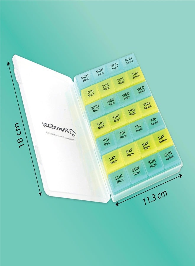 PharmEasy 7 Day Weekly Pill Box, Durable Medicine Organizer Box with Extra Large Multicoloured Compartments and BPA Free Material for Moisture Free Storage - Portable Tablet organiser. - Image 4